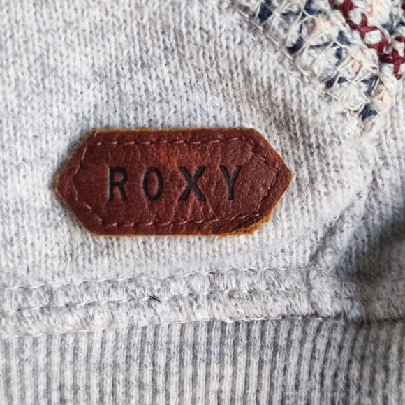 Roxy street wear hoodie women's size M grey knit kangaroo pocket - Picture 4 of 9